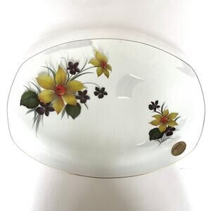 Chance Glass Clear 'Fiesta Glass' Floral Platter Yellow Painted Anemone England